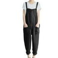 thumbnail image 1 of FAVIPT Casual Overalls for Women Cotton Linen Sleeveless Loose Rompers Straight Leg Maternity Comfy Long Jumpsuits with 5 Pockets 2025 Black,XL, 1 of 6