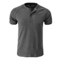 thumbnail image 1 of FAVIPT Casual Work Shirts for Men Button Up Gradient Tunic Tops Short Sleeve Round Neck Shirts Basic Soft Summer 2025 Blouses Gray,L, 1 of 4