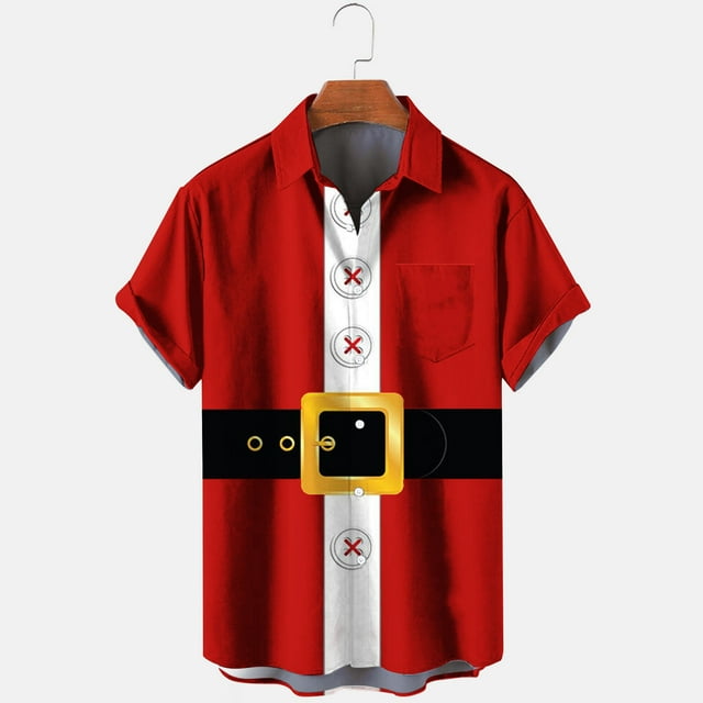FAVIPT Christmas Bowling Shirts for Men,Men's Christmas Shirt Short Sleeve Button Down Hawaiian