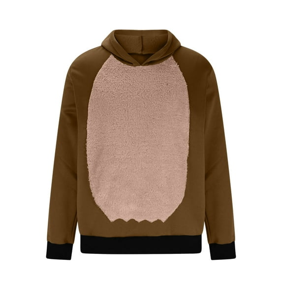 FAVIPT Christmas Hoodie for Men Fleece Fuzzy Cozy Casual Sweatshirts Antlers Hooded Color Block Pullover Tops Hot Pink,XXL