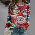 FAVIPT Christmas Sweatshirts for Women 2024 Long Sleeve Crewneck 3D