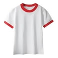 thumbnail image 1 of FAVIPT Color Block Girl Shirt Summer Boys Soft Cotton Tshirt Short Sleeve Crew Neck Athletic Shirts Casual Cute Sports Tee Red,3 Years, 1 of 9