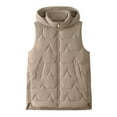 thumbnail image 1 of FAVIPT Cropped Hooded Vest Women Sleeveless Zip Up Jackets Lightweight Side Zip Quilted Coats Winter Thermal Outerwear with Pockets Khaki,L, 1 of 4