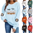 thumbnail image 1 of FAVIPT Cute Halloween Graphic Sweatshirt Women Ghost Print Pullover Tops Long Sleeve Crew Neck Sweatshirts Army Green,L, 1 of 8