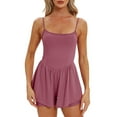 thumbnail image 1 of FAVIPT Dressy Summer Romper for Women Sleeveless Rompers Spaghetti Strap Double Lined Shorts Jumpsuit One Piece Exercise Gym Yoga Tennis Pink,S, 1 of 8