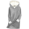 thumbnail image 1 of FAVIPT Fleece Lined Pullover for Women Solid Color Long Sleeve Sweatshirt Sherpa Casual Thick Thermal Tops Oversized Winter Warm Hoodies Gray,XL, 1 of 3