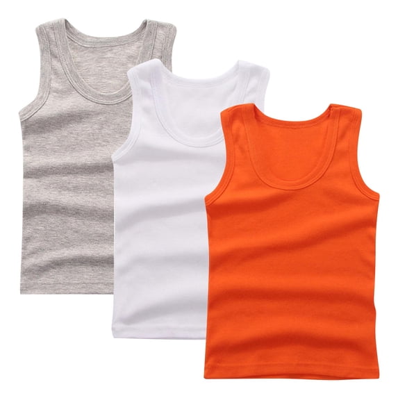 FAVIPT Girl 3 Pack Tank Tops Summer Soft Cotton Sleeveless Crewneck Undershirts Casual Solid Color Lightweight Tees Silver,3 Years