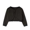 thumbnail image 1 of FAVIPT Girl Cardigan Sweaters Lace Trim Ruffled Long Sleeve Crewneck Bolero Shrug Casual Cute Knitted Button Cropped Jacket Black,6 Years, 1 of 9