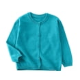 thumbnail image 1 of FAVIPT Girls Cardigan Sweater Long Sleeve Crewneck Button Down Cardigans Casual Solid Cute Knitted Jacket Sky Blue,8-9 Years, 1 of 6
