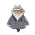 thumbnail image 1 of FAVIPT Girls Fleece Coat Snap Button Animal Ear Fuzzy Long Sleeve Hoodies Casual Cute Fox Sweater Thick Fall Winter Warm Tops Gray,12-18 Months, 1 of 6