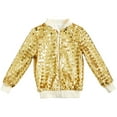 thumbnail image 1 of FAVIPT Girls Sequin Jacket Sparkle Long Sleeve Zip Up Bomber Jackets Casual Shiny Glitter Party Lightweight Coat Gold,M, 1 of 4
