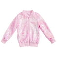 thumbnail image 1 of FAVIPT Girls Sequin Jacket Sparkle Long Sleeve Zip Up Bomber Jackets Casual Shiny Glitter Party Lightweight Coat Pink,XL, 1 of 4