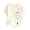 thumbnail image 1 of FAVIPT Going Tops for Women,Summer Linen Tops for Women,Womens Floral Print Short Sleeve Shirts Fashion 2023 Plus Size Ladies Button Up Blouses, 1 of 5