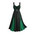 thumbnail image 1 of FAVIPT Gothic Corset Dresses for Women Lace Up Color Block Dress Spaghetti Strap Long Costume Bandage Party Elegant Dresses Green,XL, 1 of 6