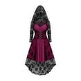 thumbnail image 1 of FAVIPT Gothic Lace Up Dresses for Women Two Piece Flare Vintage Dress Halloween Witch Cosplay Maxi Costume Victorian Corset Hooded Ball Gown Hot Pink,M, 1 of 6