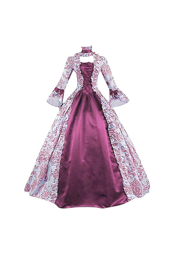 Gothic Medieval Dress for Women Victorian Renaissance Vintage Long Dresses Halloween Cocktaril Party Cosplay Costume Ball Gown Square Neck Dress Red,XL