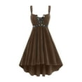 thumbnail image 1 of FAVIPT Gothic Velvet Dresses for Women Halloween Sleeveless Lace Up Costume High Low Grommets Midi Dresses Solid Vintage Corset Dress Khaki,XL, 1 of 6