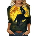 thumbnail image 1 of FAVIPT Halloween Witch Shirts for Women Casual Trendy Fall 2025 Blouses 3/4 Sleeve Round Neck Soft Tees Basic Retro Novelty withes Print Tops Yellow,XXXL, 1 of 5