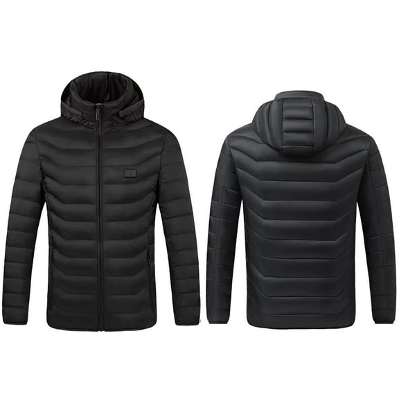 FAVIPT Heated Jacket for Men Women Windproof 17 Heating Zones Heated Coats USB Charging Electric Zipper Outerwear Casual Winter Warm Softshell Outfits Black,L