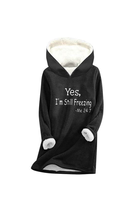 Hoodie Sweatshirt for Women Sherpa Thicken Fall Winter Soft Tops Long Sleeve V Neck Plain Sweatshirts Drawstring Casual Loose Tops with Square Pocket Black,L