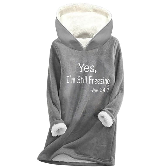 FAVIPT Hoodie Sweatshirt for Women Sherpa Thicken Fall Winter Soft Tops Long Sleeve V Neck Plain Sweatshirts Drawstring Casual Loose Tops with Square Pocket Gray,S