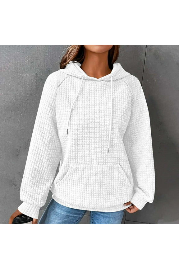 Hoodies for Women Trendy Waffle Raglan Solid Sweatshirts,Women Oversized Hoodies Casual Basic Waffle Pullover Long Sleeve Tops Fall Clothes 2023