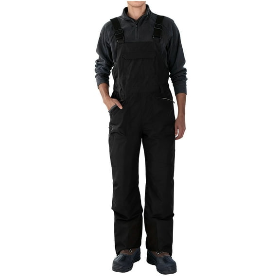 FAVIPT Insulated Overalls for Men Winter Windproof Waterproof Ski Bib Overalls Outdoor Fishing Snowboarding Pants Softshell Warm Ski Pants Black,XL