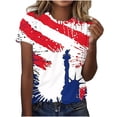 thumbnail image 1 of FAVIPT July 4th Plus Size Shirts for Women Short Sleeve Round Neck Loose Tops Stars and Stripes Print Blouses Casual Fashion Tunic 2025 Tees Multicolor,XXXXXL, 1 of 5