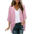 thumbnail image 1 of FAVIPT Kimono Cardigans for Women,Womens Solid Color Summer Cover Up Tops Trendy Dressy Blouses Casual Lightweight Puff Sleeve Chiffon Shirts 2024 Pink,S, 1 of 6