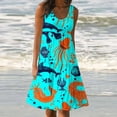 thumbnail image 1 of FAVIPT Ladies Sundress Knee Length Summer Dresses for Women 2024 Sleeveless Boho Beach Sundress Floral Flowy Swing Mini Dress Casual Summer Loose Fit Dresses Green, 1 of 5