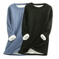 thumbnail image 1 of FAVIPT Lined Sweatshirt Women Winter Soft Sherpa Fleece Pullover Crewneck Solid Color Warm Sweatshirts Loungewear Tops Pack of 2 Black,XXXXL, 1 of 4