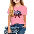 thumbnail image 1 of FAVIPT Little Girls Patriotic Tshirts Kids 250th Anniversary Shirt Stars and Stripes Shirts Red White Blue Independence Day Top Pink,12-13 Years, 1 of 7