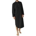 thumbnail image 1 of FAVIPT Long Robe for Men Muslim Button Up Solid Sleepshirts Loose Fit Pockets Casual Sleepwear Kaftan Black,L, 1 of 8