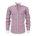 thumbnail image 1 of FAVIPT Long Sleeve Stripes Dress Shirts for Men Button Down Business Blouses Lapel Lightweight 4 Way Stretch Tshirts 2025 Red,S, 1 of 7