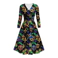 thumbnail image 1 of FAVIPT Mardi Gras Dress for Women Sparkly Dresses V Neck Long Sleeve Cocktail Swing Dress Carnival Party Dress 2025 Multicolor,L, 1 of 4