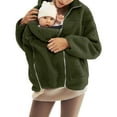 thumbnail image 1 of FAVIPT Maternity Winter Jackets for Women Fleece Lined Fuzzy Cozy Coats with Baby Carrier Pocket Zip Up 2-in-1 Outerwear Army Green,M, 1 of 8