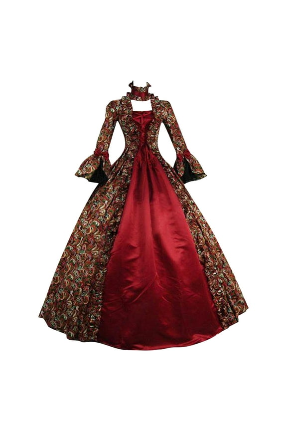 Medieval Dresses for Women Plus Size Victorian Renaissance Vintage Long Dresses Halloween Cocktaril Party Cosplay Costume Ball Gown Gotjic Dress Wine,XXXL