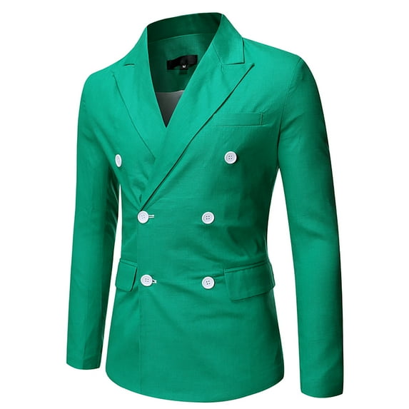 FAVIPT Men's Casual Suit Double Breasted Blazer,Business Blazer Solid Color Formal Dress Coat Jacket Notch Lapel Personality Tailored Suit