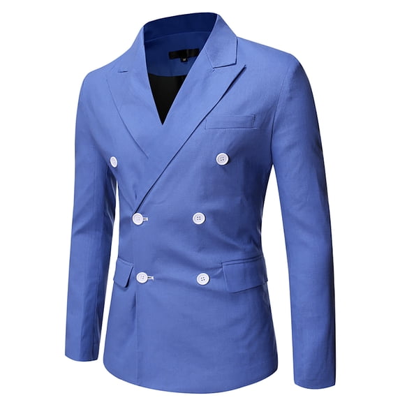 FAVIPT Men's Casual Suit Double Breasted Blazer,Business Blazer Solid Color Formal Dress Coat Jacket Notch Lapel Personality Tailored Suit