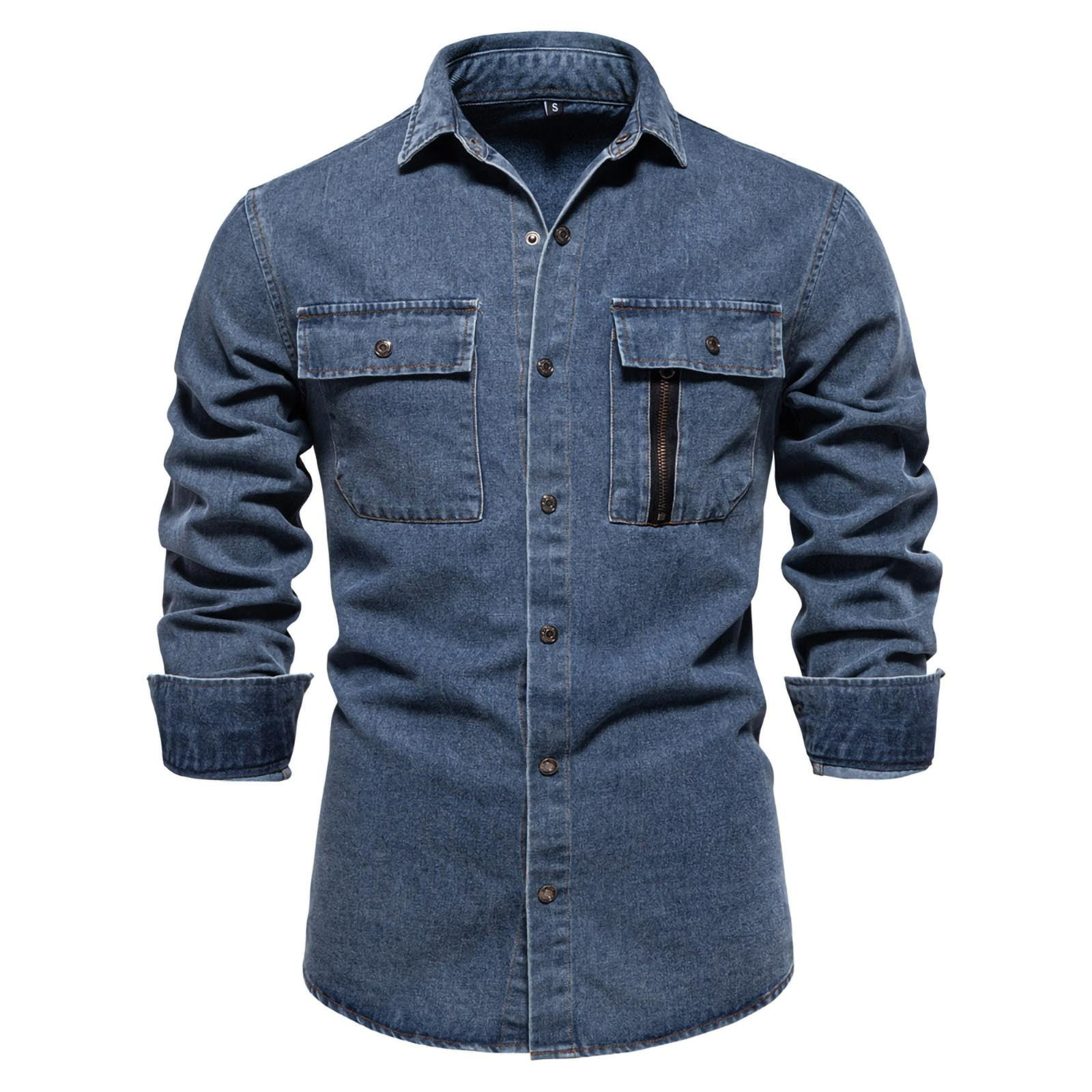 Men's Denim Shirts Long Sleeve Shirts Denim Jackets Men's Fashion Light Blue Printed Casual Shirts Denim Black Denim Jackets main image 1