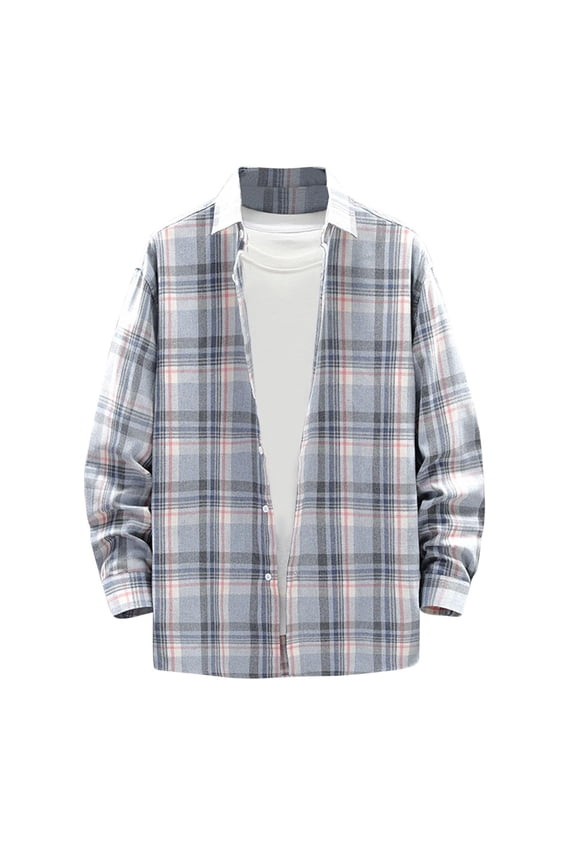 Men's Flannel Plaid Shirts Long Sleeve Button Down Shirts Casual Spring Fall Shirt Plaid Shirt Cowboy Button Up Shirts for Men Big and Tall 2025 Light Blue,XXXL