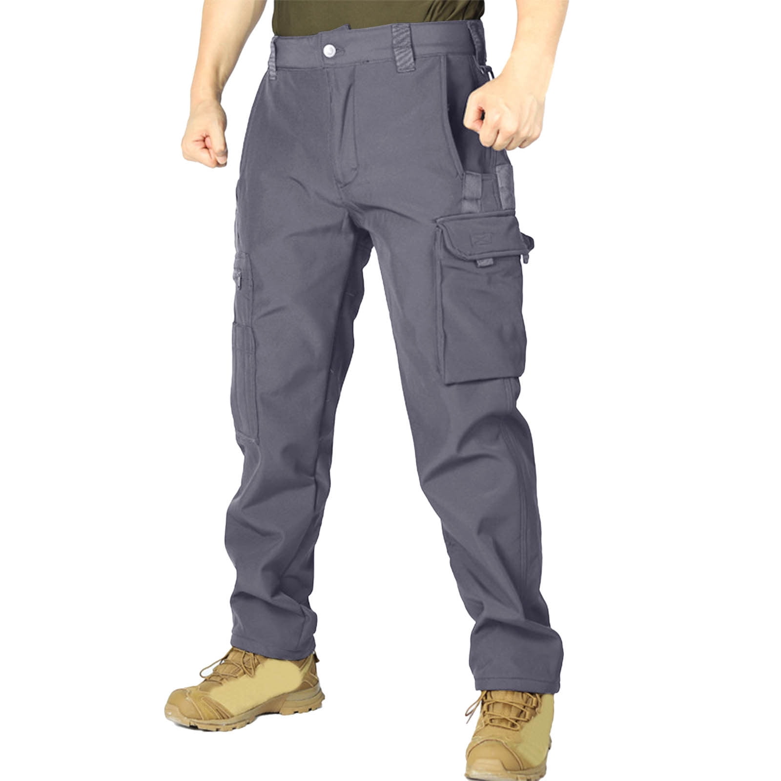 FAVIPT Men's Fleece Lined Tactical Pants Outdoor Waterproof Hiking ...