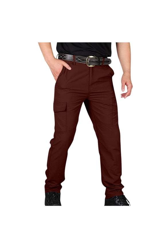 Men's Flex Ripstop Tactical Pants Outdoor Waterproof Hiking Trousers Elastic Waist Quick Dry Cargo Pants with Pockets Wine,S