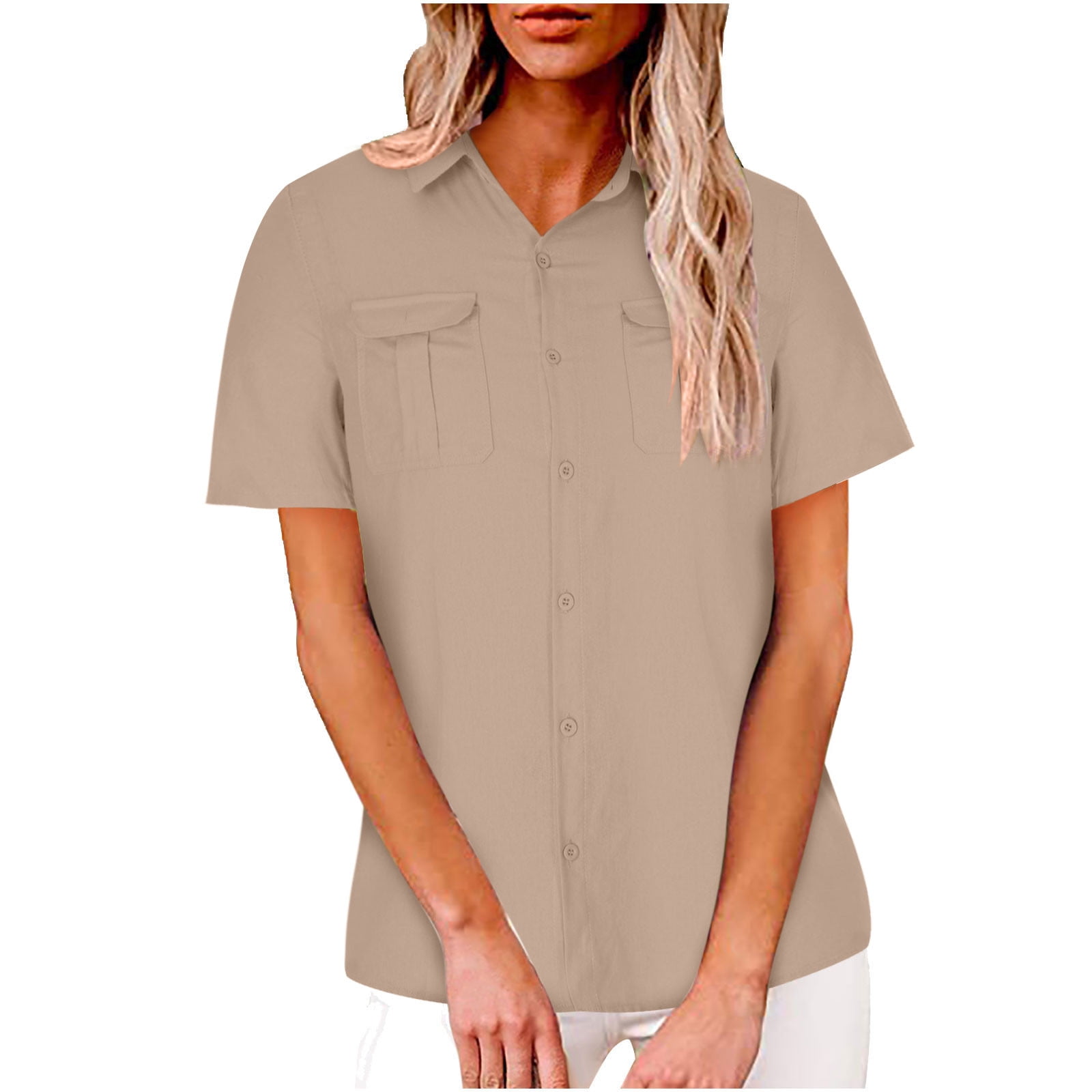 FAVIPT Men's Linen Shirts Casual Button Down Short Sleeve Summer Beach ...