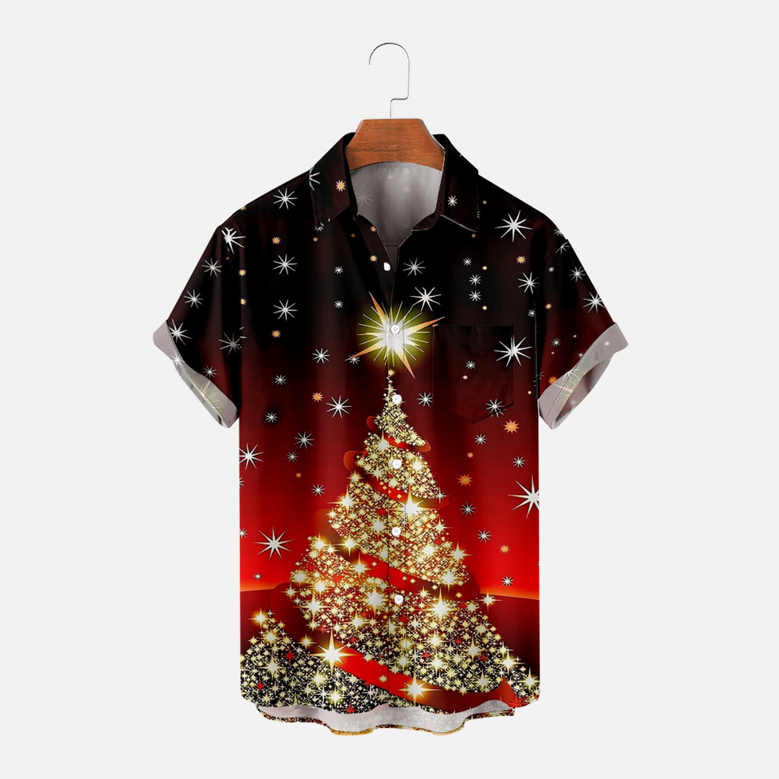 FAVIPT Men's Novelty ButtonDown Shirts Christmas,Mens Christmas Shirts Xmas Trees Button Down