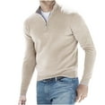 thumbnail image 1 of FAVIPT Men's Pullover Sweaters Quarter Zip Big and Tall Long Sleeve Wool Pullover for Men Warm Ribbed Knit Sweaters 2025 Khaki,M, 1 of 2