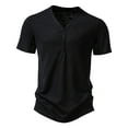 thumbnail image 1 of FAVIPT Men's Short Sleeve T Shirts Button Up Gradient Tunic Tops Round Neck Basic Pullover Shirts Soft Summer 2025 Blouses Black,S, 1 of 8