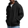 thumbnail image 1 of FAVIPT Men's Solid Long Sleeve Jacket Waffle Knit Casual Full Zip Clothes Winter Basic Hooded Coat Black,XL, 1 of 8