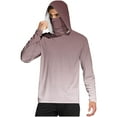 thumbnail image 1 of FAVIPT Men's Sun Protection Shirts with Mask Gradient Long Sleeve Hooded Shirts Lightweight Rash Guard Soft Shirts Outdoor Hiking UPF 50+ Outwear Brown,XXL, 1 of 7