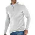 thumbnail image 1 of FAVIPT Men's Sweater Quarter Zip Big and Tall Casual Long Sleeve Wool Pullover for Men Warm Ribbed Knit Sweaters 2025 White,XL, 1 of 3
